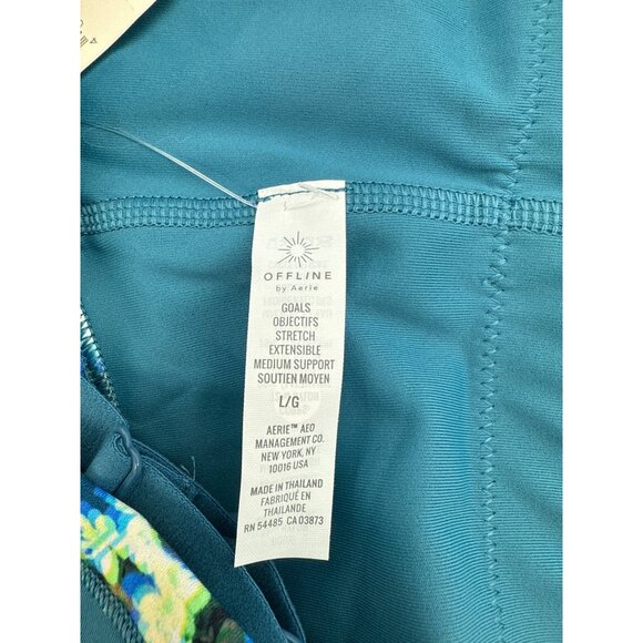 Offline By Aerie Womens Floral Sports Bra Large Blue - Picture 8 of 8